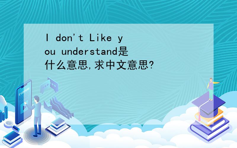 I don't Like you understand是什么意思,求中文意思?