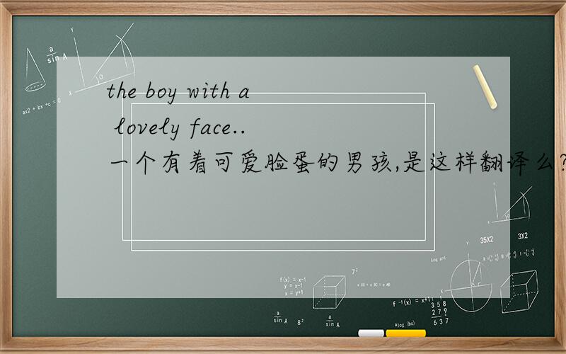 the boy with a lovely face..一个有着可爱脸蛋的男孩,是这样翻译么?