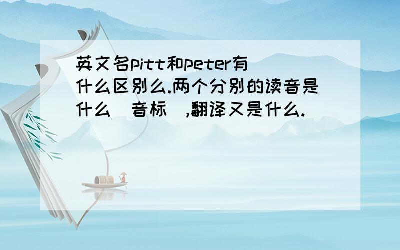 英文名pitt和peter有什么区别么.两个分别的读音是什么（音标）,翻译又是什么.