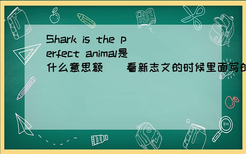 Shark is the perfect animal是什么意思额``看新志文的时候里面写的 英语不好