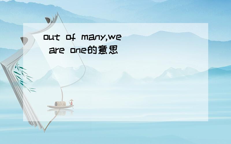 out of many,we are one的意思