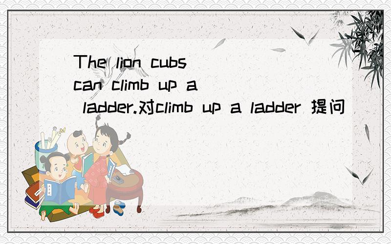 The lion cubs can climb up a ladder.对climb up a ladder 提问 ______ the lion cubs ______ _____?
