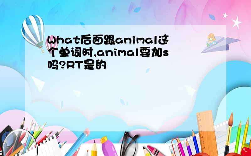 What后面跟animal这个单词时,animal要加s吗?RT是的