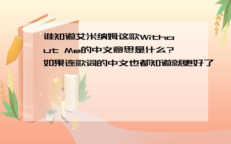 谁知道艾米纳姆这歌Without Me的中文意思是什么?如果连歌词的中文也都知道就更好了