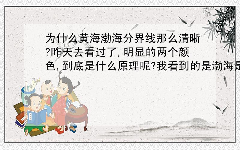 为什么黄海渤海分界线那么清晰?昨天去看过了,明显的两个颜色,到底是什么原理呢?我看到的是渤海是青色,黄海是黄色的.而且,黄河是流入渤海的吧,请各位回答者尊重我的提问,）而且,渤海里