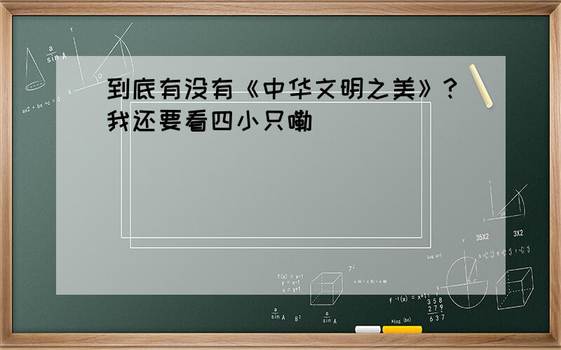 到底有没有《中华文明之美》?我还要看四小只嘞