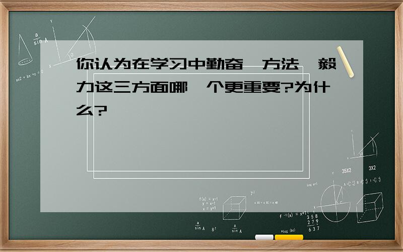 你认为在学习中勤奋,方法,毅力这三方面哪一个更重要?为什么?