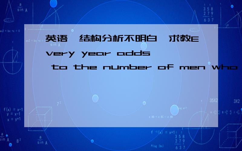 英语,结构分析不明白,求教Every year adds to the number of men who feel as afriend of mine,a successful lawyer in a great city,felt when in talking ofthe future of his four little children he said,