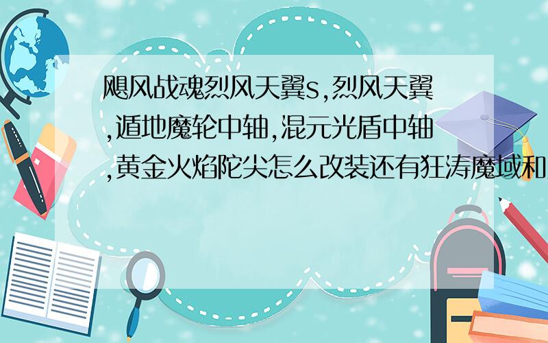 飓风战魂烈风天翼s,烈风天翼,遁地魔轮中轴,混元光盾中轴,黄金火焰陀尖怎么改装还有狂涛魔域和火焰万蛇