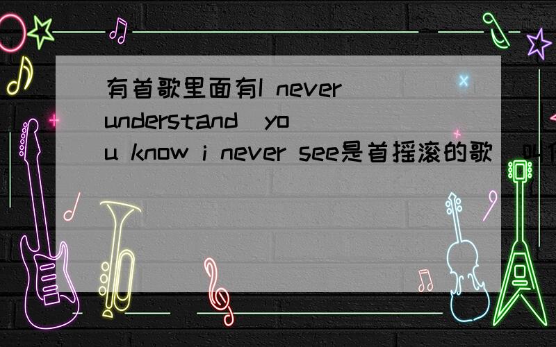 有首歌里面有I never understand  you know i never see是首摇滚的歌  叫什么名字?