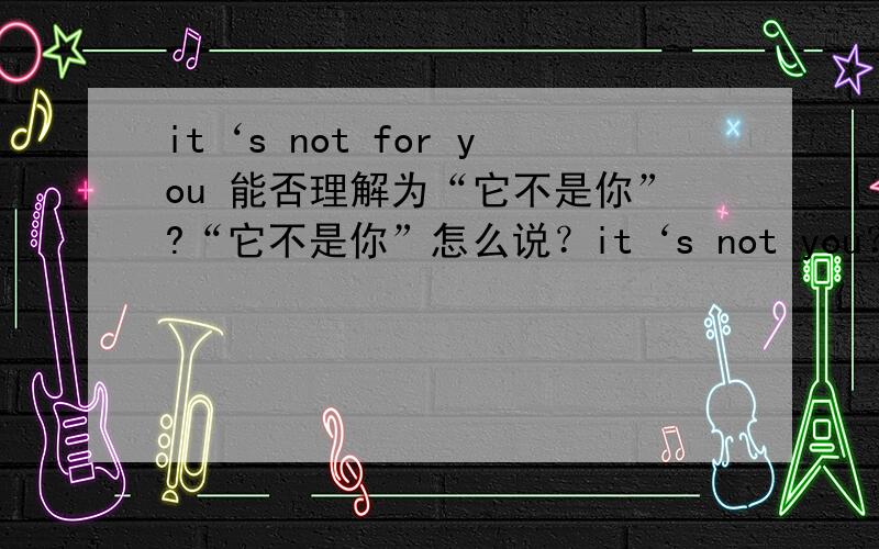 it‘s not for you 能否理解为“它不是你”?“它不是你”怎么说？it‘s not you？