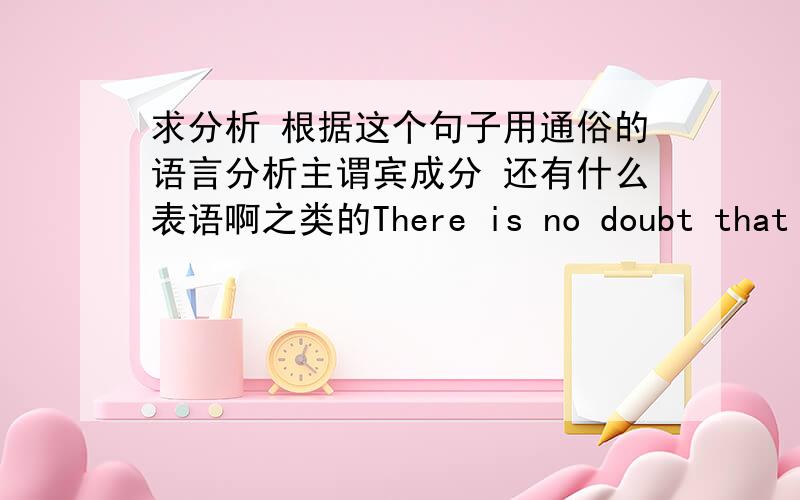 求分析 根据这个句子用通俗的语言分析主谓宾成分 还有什么表语啊之类的There is no doubt that the work of searching for the lost cultural relics will still go on 请问这句的主谓宾分别是什么呢 顺便扩充说一