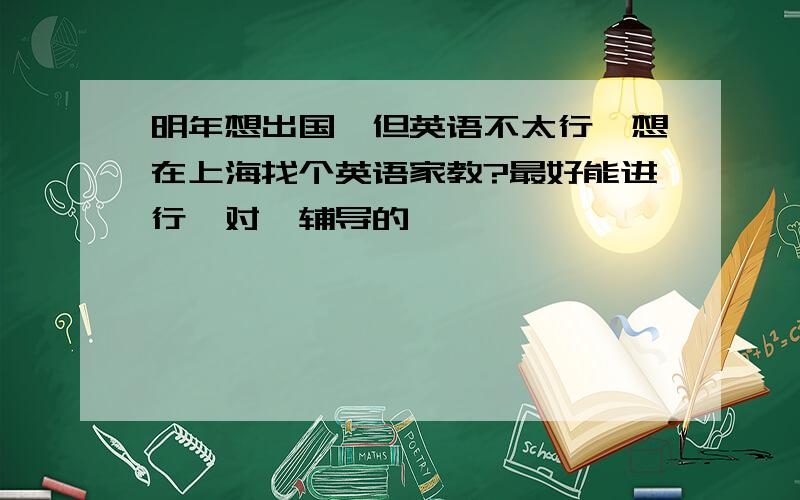 明年想出国,但英语不太行,想在上海找个英语家教?最好能进行一对一辅导的,