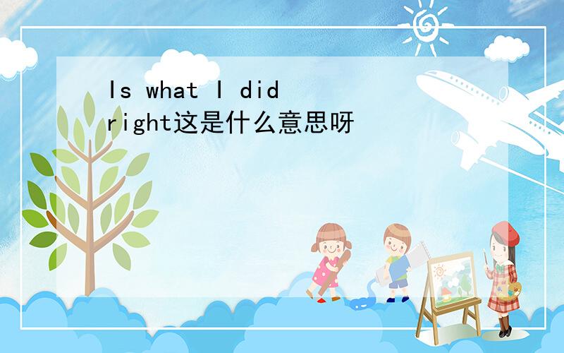 Is what I did right这是什么意思呀