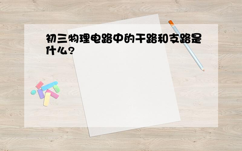 初三物理电路中的干路和支路是什么?