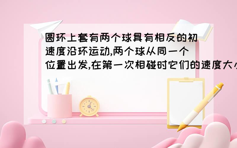 圆环上套有两个球具有相反的初速度沿环运动,两个球从同一个位置出发,在第一次相碰时它们的速度大小和所经历的时间为什么是一样的