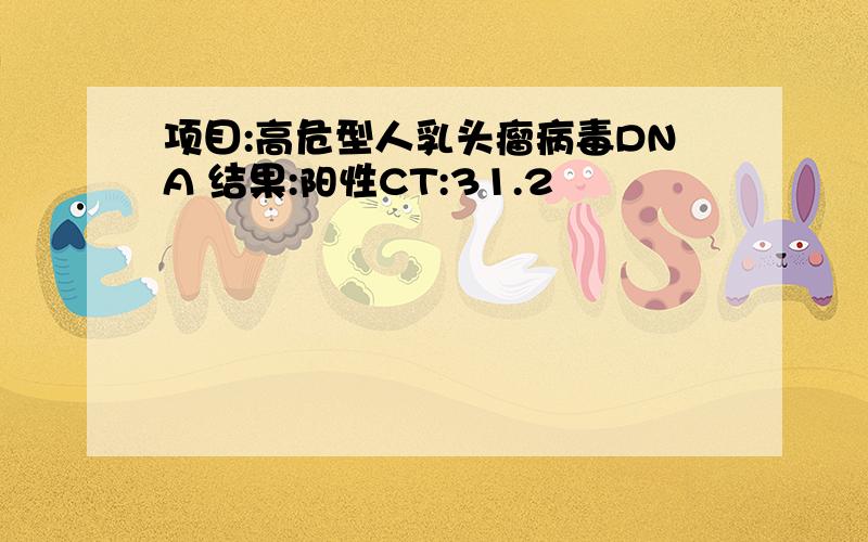 项目:高危型人乳头瘤病毒DNA 结果:阳性CT:31.2