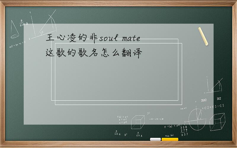 王心凌的非soul mate这歌的歌名怎么翻译