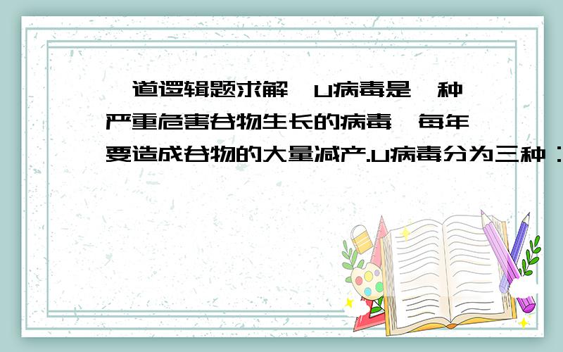 一道逻辑题求解哇U病毒是一种严重危害谷物生长的病毒,每年要造成谷物的大量减产.U病毒分为三种：X、Y、Z.科学家们发现,把一种从X中提取的基因,植入易受感染的谷物基因中,可以使该谷物