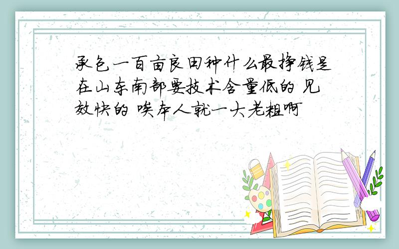 承包一百亩良田种什么最挣钱是在山东南部要技术含量低的 见效快的 唉本人就一大老粗啊