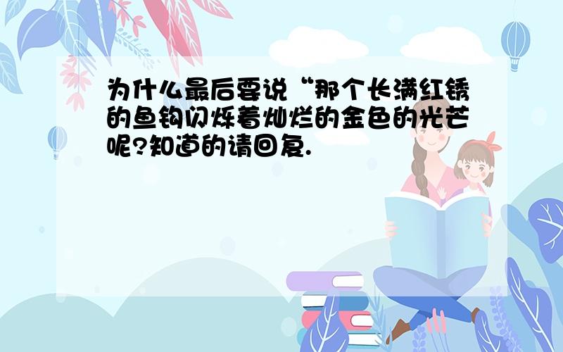 为什么最后要说“那个长满红锈的鱼钩闪烁着灿烂的金色的光芒呢?知道的请回复.