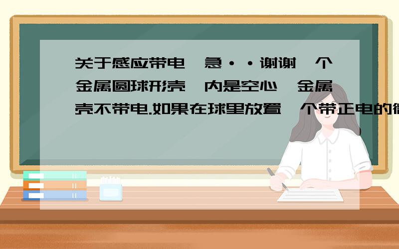 关于感应带电,急··谢谢一个金属圆球形壳,内是空心,金属壳不带电.如果在球里放置一个带正电的微粒,且不在球心,那么,球的内层电荷肯定不是平均分布并且与微粒接近的一侧负电荷多,但是