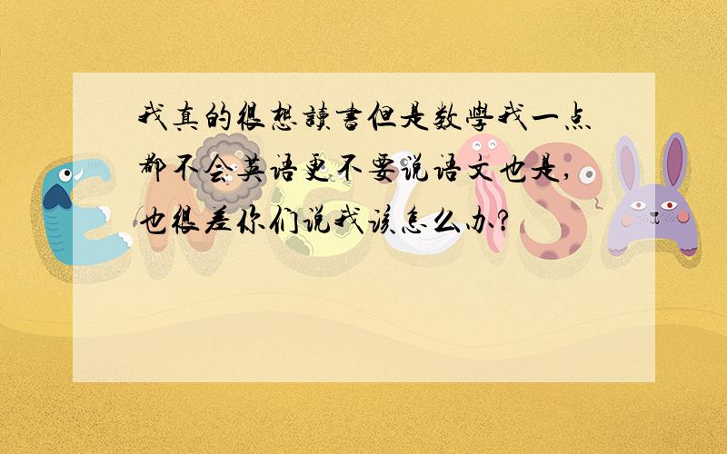 我真的很想读书但是数学我一点都不会英语更不要说语文也是,也很差你们说我该怎么办?