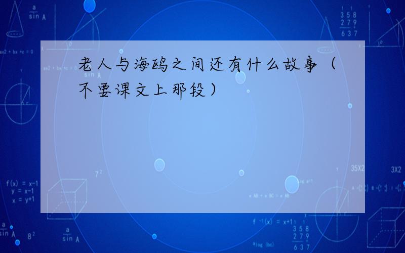 老人与海鸥之间还有什么故事（不要课文上那段）