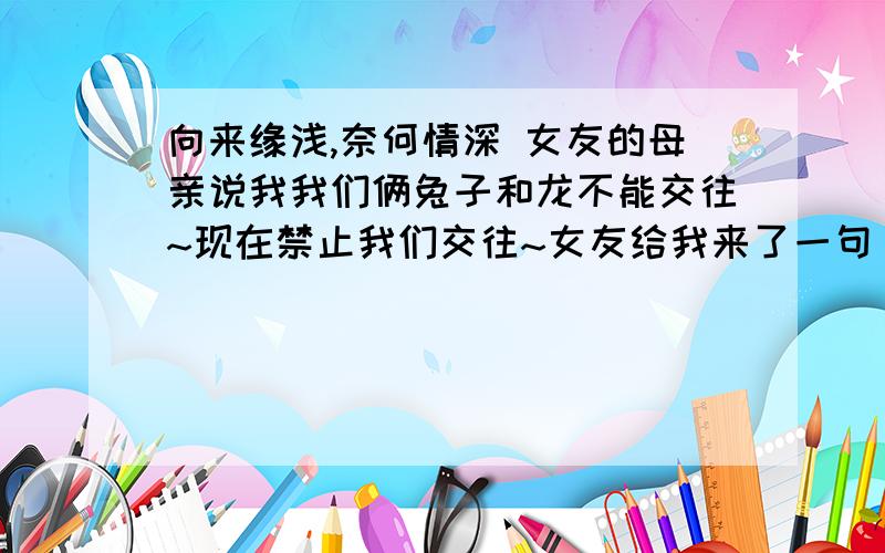 向来缘浅,奈何情深 女友的母亲说我我们俩兔子和龙不能交往~现在禁止我们交往~女友给我来了一句（向来缘浅,