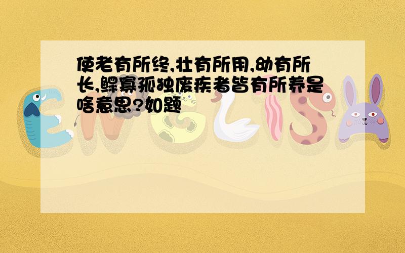 使老有所终,壮有所用,幼有所长,鳏寡孤独废疾者皆有所养是啥意思?如题