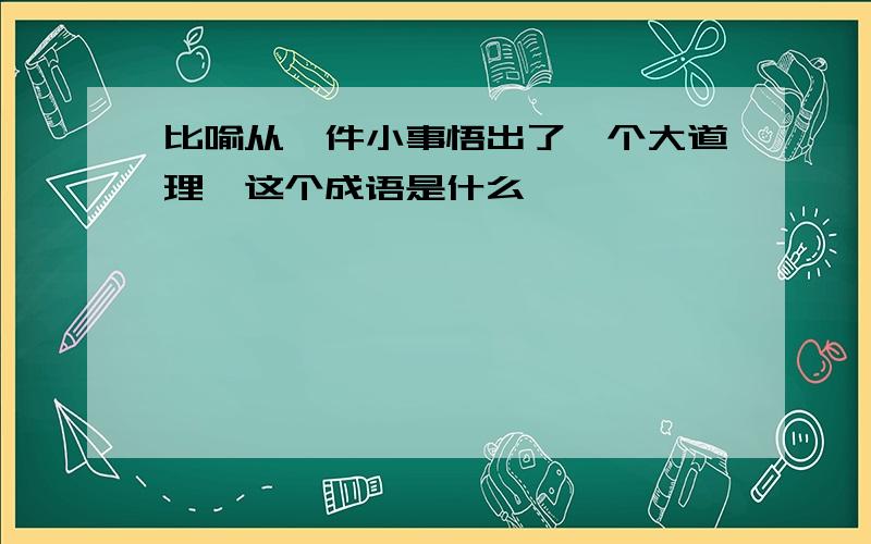 比喻从一件小事悟出了一个大道理,这个成语是什么