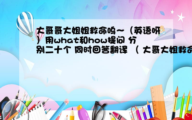 大哥哥大姐姐救命呜～（英语呀）用what和how提问 分别二十个 同时回答翻译 （ 大哥大姐救命 呜最后五分都弄出来了 你们怎么都不帮忙