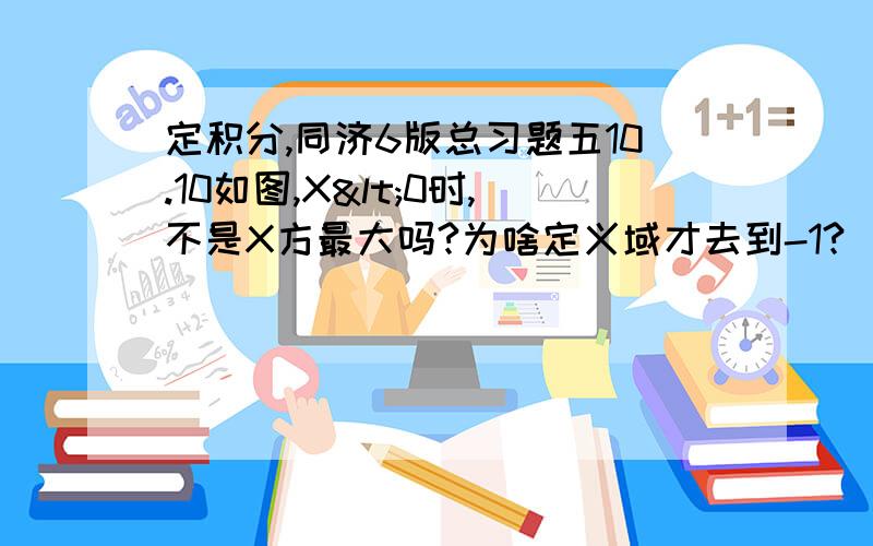 定积分,同济6版总习题五10.10如图,X<0时,不是X方最大吗?为啥定义域才去到-1?