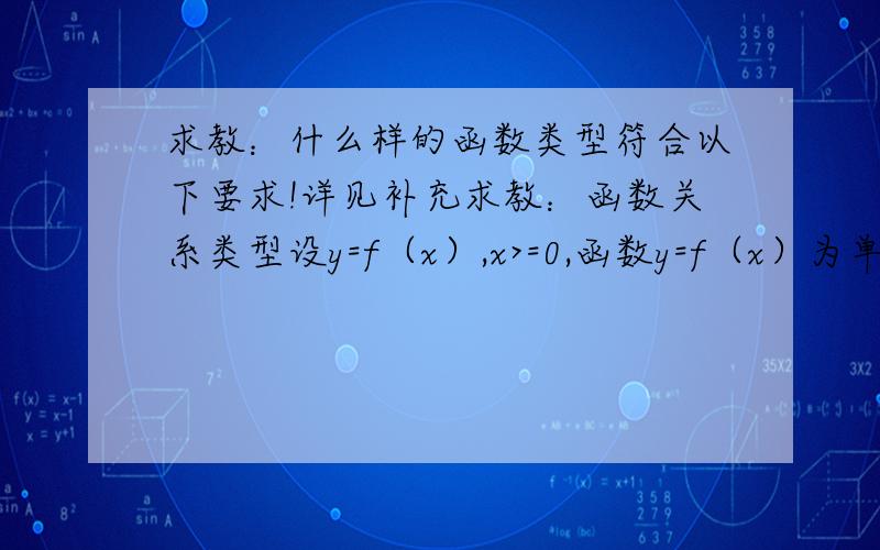 求教：什么样的函数类型符合以下要求!详见补充求教：函数关系类型设y=f（x）,x>=0,函数y=f（x）为单调增函数,且过（0,0）点,x趋向于无穷大时,y极限为常数C,请问什么样的函数符合这样的要求