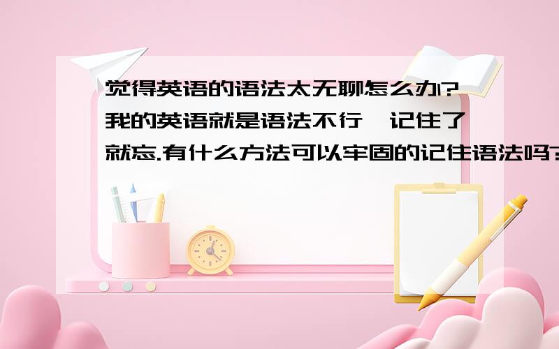 觉得英语的语法太无聊怎么办?我的英语就是语法不行,记住了就忘.有什么方法可以牢固的记住语法吗?