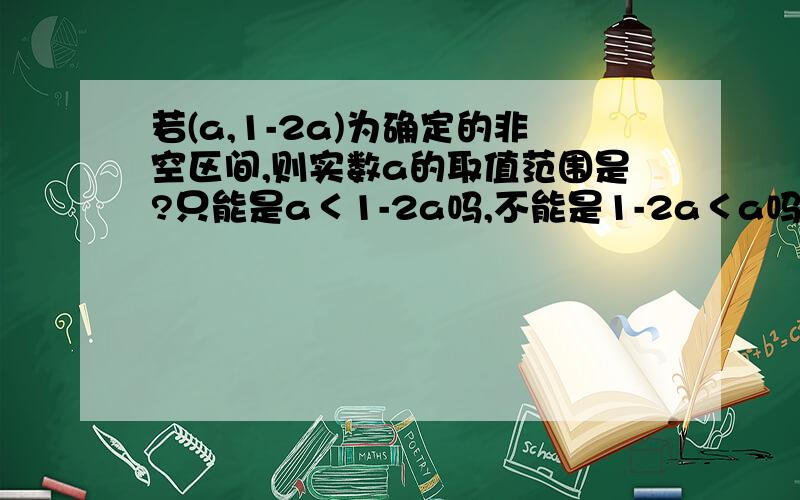 若(a,1-2a)为确定的非空区间,则实数a的取值范围是?只能是a＜1-2a吗,不能是1-2a＜a吗比如（1,2）不能（2,1）吗