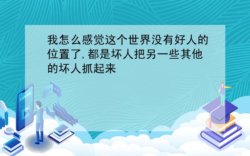 我怎么感觉这个世界没有好人的位置了,都是坏人把另一些其他的坏人抓起来