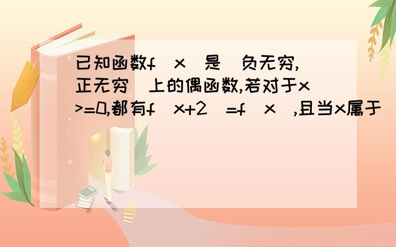 已知函数f(x)是（负无穷,正无穷）上的偶函数,若对于x>=0,都有f(x+2)=f(x),且当x属于[0,2]时,f（x）=log2（x+1）,则f（-2011）+ f(2012)的值为?