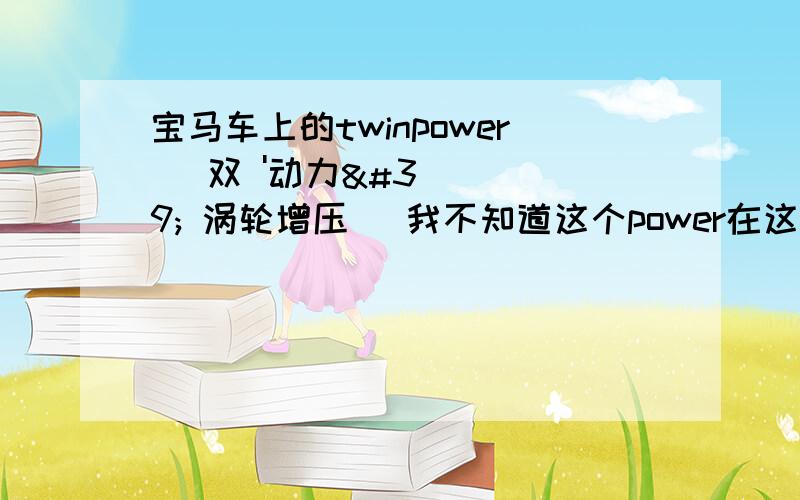 宝马车上的twinpower (双 '动力' 涡轮增压) 我不知道这个power在这里做和解释!