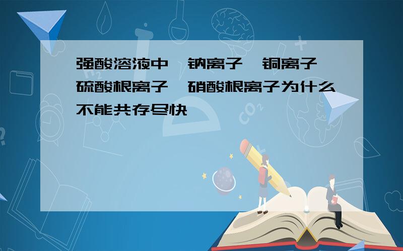 强酸溶液中,钠离子,铜离子,硫酸根离子,硝酸根离子为什么不能共存尽快