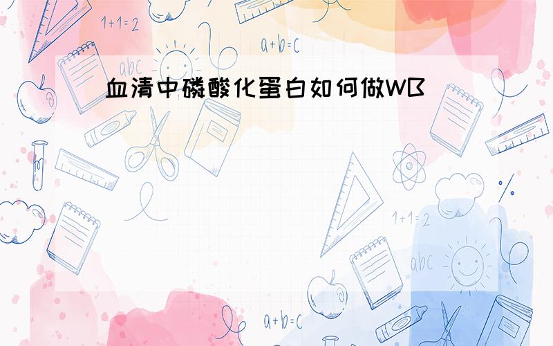 血清中磷酸化蛋白如何做WB