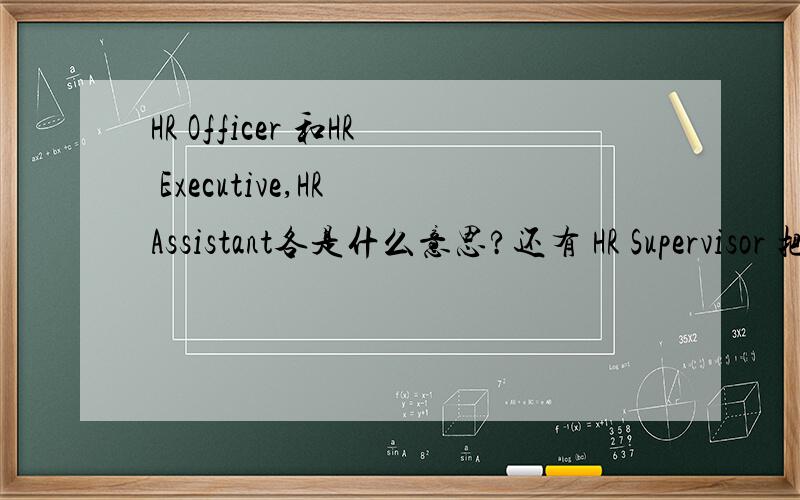 HR Officer 和HR Executive,HR Assistant各是什么意思?还有 HR Supervisor 把他们的顺序排列一下.哪个工资最低,哪个工资最高啊.