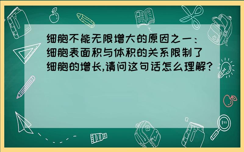 细胞不能无限增大的原因之一：细胞表面积与体积的关系限制了细胞的增长,请问这句话怎么理解?