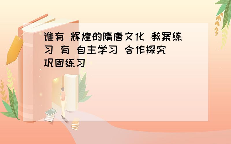 谁有 辉煌的隋唐文化 教案练习 有 自主学习 合作探究 巩固练习