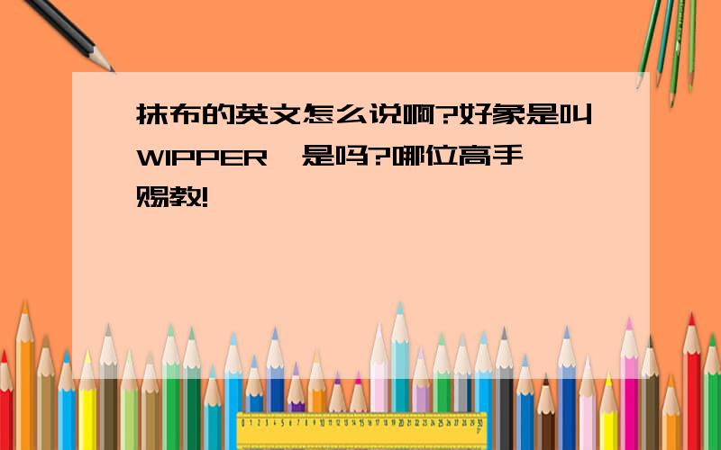 抹布的英文怎么说啊?好象是叫WIPPER,是吗?哪位高手赐教!