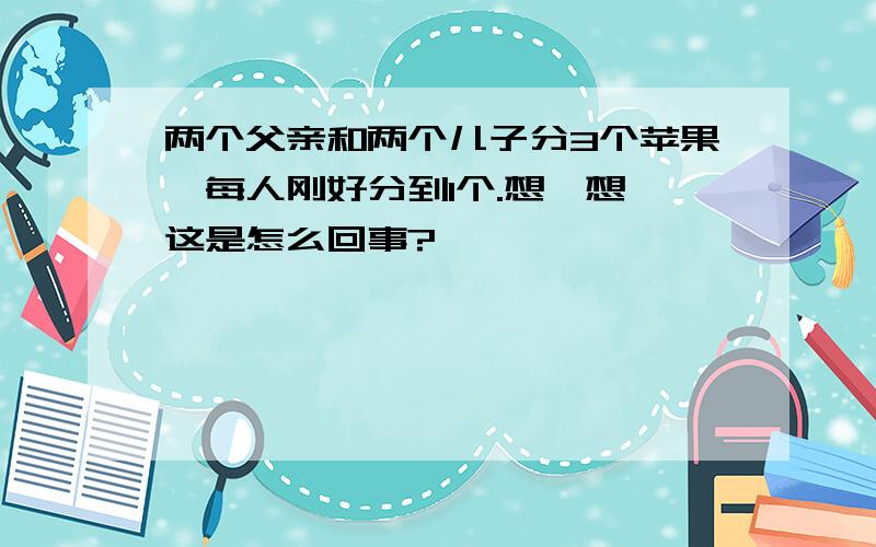 两个父亲和两个儿子分3个苹果,每人刚好分到1个.想一想,这是怎么回事?