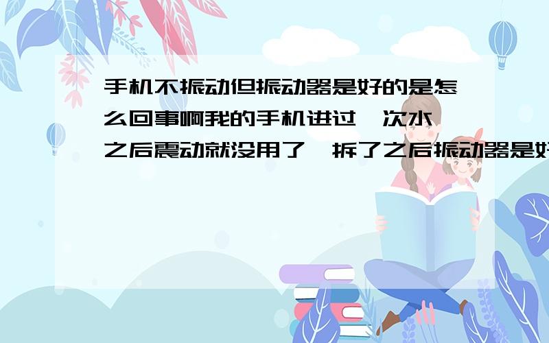 手机不振动但振动器是好的是怎么回事啊我的手机进过一次水,之后震动就没用了,拆了之后振动器是好的,没有坏,那个高手知道是怎么回事啊.感激不尽啊!另外想找高手聊关于手机硬件结构与