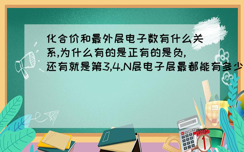 化合价和最外层电子数有什么关系,为什么有的是正有的是负,还有就是第3,4.N层电子层最都能有多少个电还有就是第3,N层电子层最多能有多少个电子，打错了