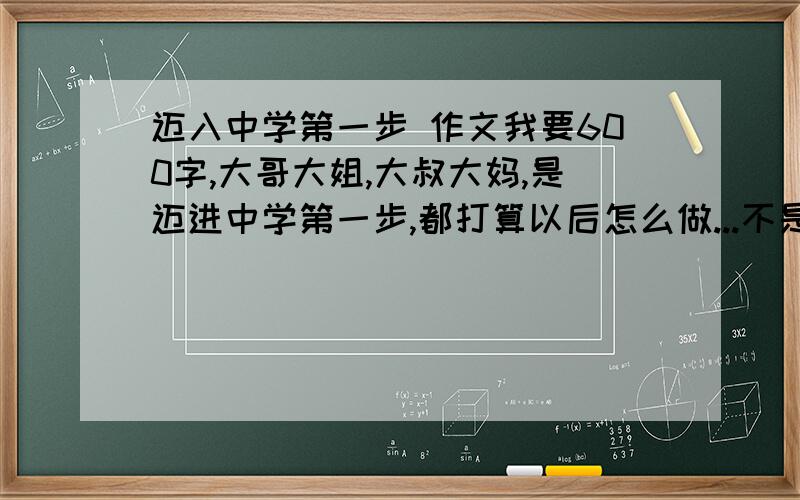 迈入中学第一步 作文我要600字,大哥大姐,大叔大妈,是迈进中学第一步,都打算以后怎么做...不是写第一天= ·