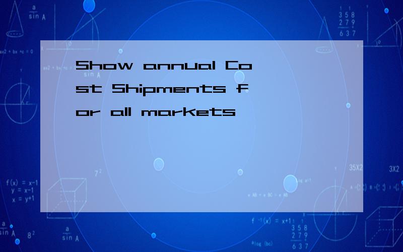 Show annual Cost Shipments for all markets